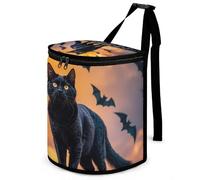 DWTJKMS The Black Cat is Pacing on the Roof Car Trash Can with Lid Large Capacity Hanging Auto Trash Bin Leak-Proof Waterproof Trash Bin Cars Must Haves Interior Accessories