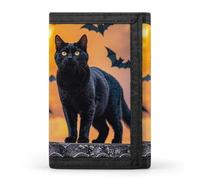 DWTJKMS The Black Cat Is Pacing on The Roof Portafoglio minimalista da uomo sottile a tre ante portafogli alla moda moderno portafoglio antifurto contiene carte e contanti