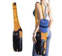 DWTJKMS The Black Cat Is Pacing on the Roof Yoga Mat Bag, borsa portaoggetti in tela resistente con tasca per bottiglia d'acqua e borsa bagnata inferiore, adatta alla maggior parte dei tappetini da