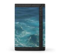 DWTJKMS The Blue Sea Portafoglio minimalista da uomo sottile a tre ante portafogli alla moda moderno portafoglio antifurto per carte e contanti