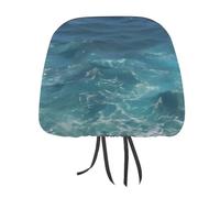 DWTJKMS The Blue Sea - Set di 2 copri poggiatesta per auto, regolabili, riutilizzabili, accessori per interni auto, stile vintage, per la maggior parte delle auto