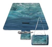 DWTJKMS The Blue Sea, tappetino da picnic pieghevole, impermeabile, con borsa per la spesa, grande tappetino da picnic all'aperto, 147,3 x 147,3 cm, coperta da campeggio per spiaggia, parco, viaggi
