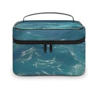 DWTJKMS The Blue Sea Trousse per trucchi, organizer per cosmetici, grande capacità portatile, borse da viaggio da donna, con manico e divisore