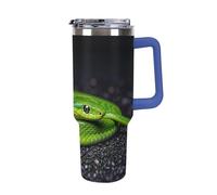 DWTJKMS The Green Snake - Bicchiere in acciaio inox da 1,18 l, a prova di perdite, grande capacità, con manico, cannuccia a doppia parete, isolamento sottovuoto, riutilizzabile, mantiene freddo o
