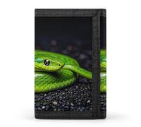 DWTJKMS The Green Snake Portafoglio minimalista da uomo sottile a tre ante portafogli alla moda moderno portafoglio antifurto per carte e contanti
