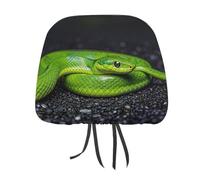 DWTJKMS The Green Snake - Set di 2 copri poggiatesta per auto, regolabili, riutilizzabili, accessori per interni auto, stile vintage, per la maggior parte delle auto