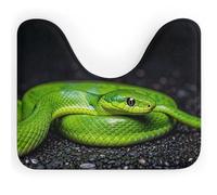 DWTJKMS The Green Snake - Tappetino da bagno a forma di U, ad asciugatura rapida, assorbente, antimacchia, antiscivolo, per base WC ovale