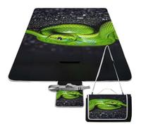 DWTJKMS The Green Snake - Tappetino da picnic pieghevole, impermeabile, con borsa per la spesa, grande, 147,3 x 147,3 cm, coperta da campeggio per spiaggia, parco, viaggi
