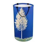 DWTJKMS The White Tree - Cesto portabiancheria pieghevole con manici per il trasporto, grande cesto portaoggetti per lavanderia, dormitorio, famiglia