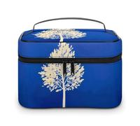 DWTJKMS The White Tree Makeup Bag, Trousse organizer per cosmetici, grande capacità portatile, borse da viaggio da donna, con manico e divisore