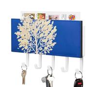 DWTJKMS The White Tree Portachiavi da parete, stile fattoria, montaggio a parete con 5 ganci, decorazione da parete per ingresso o atrio, 18 cm di larghezza x 4,3 cm di altezza