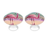 DWTJKMS Un fenicottero rosa su maniglie per mobili da spiaggia pomelli colorati per armadietti maniglie per cassetti solidi adatti per comò mobili da cucina porte armadio cassetti