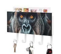 DWTJKMS Un portachiavi a forma di gorilla per parete, stile fattoria, montaggio a parete con 5 ganci, portachiavi da appendere per ingresso o atrio, 18 cm di larghezza x 4,3 cm di altezza