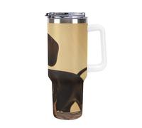 DWTJKMS Un simpatico bassotto in acciaio inox 1,18 once a prova di perdite tazza per auto grande capacità con manico cannuccia doppia parete sottovuoto tazza riutilizzabile mantiene freddo o caldo