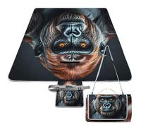 DWTJKMS Un tappetino da picnic Gorilla, tappetino pieghevole impermeabile con borsa tote grande tappetino da picnic all'aperto 147,3 x 147,3 cm coperta da campeggio per spiaggia, parco, viaggi