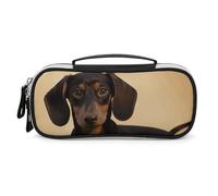 DWTJKMS Una graziosa borsa per il trucco in pelle bassotto portatile piccola organizer per cosmetici impermeabile borse da toilette pennelli matite e accessori per il trucco da viaggio