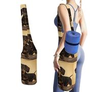 DWTJKMS Una graziosa borsa per tappetino da yoga a forma di bassotto, in tela resistente, con tasca per bottiglia d'acqua e borsa bagnata inferiore, adatta alla maggior parte dei tappetini da yoga di