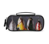 DWTJKMS Vari tipi di esche da pesca borsa per il trucco in pelle portatile piccolo organizzatore cosmetico impermeabile borse da toilette pennelli matite e accessori per il trucco da viaggio
