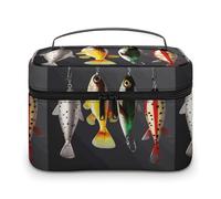 DWTJKMS Vari tipi di esche da pesca borsa per il trucco, organizer per cosmetici grande capacità portatile borse per trucco borse da viaggio da donna con manico e divisore