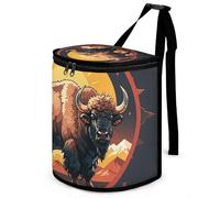 DWTJKMS Wild American Bison Mountains - Pattumiera per auto con coperchio, grande capacità, da appendere, a prova di perdite, impermeabile, accessorio per interni