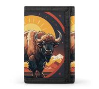 DWTJKMS Wild American Bison Mountains, portafoglio minimalista da uomo sottile a tre ante portafogli alla moda moderno portafoglio antifurto per carte e contanti