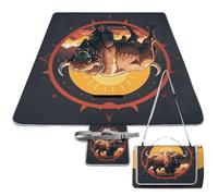 DWTJKMS Wild American Bison Mountains, tappetino da picnic pieghevole impermeabile con borsa tote grande tappetino da picnic all'aperto 147,3 x 147,3 cm, coperta da campeggio per spiaggia, parco