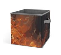 DWTJKMS Wild Wolf in The Fire Cube Organizer portaoggetti pieghevole in tessuto spesso per coperte, vestiti, adatto per casa, ufficio, guardaroba, abbigliamento e giocattoli