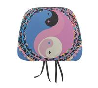 DWTJKMS Yin Yang, copertura per poggiatesta auto, regolabile, riutilizzabile, accessorio per interni auto, grazioso accessorio vintage per poggiatesta auto, 1 pezzo, per la maggior parte delle auto