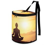 DWTJKMS Yoga Meditazione Auto Trash Can con coperchio Grande Capacità Appeso Auto Trash Bin a prova di perdite Impermeabile Cestino Auto Must Haves Accessori Interni