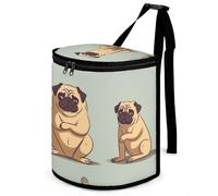DWTJKMS Yoga Pug Car Trash Can con coperchio Grande capacità Appeso Auto Trash Bin a prova di perdite Impermeabile Cestino della spazzatura Auto Must Haves Accessori interni