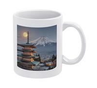 DWTJKMS Yokohama Moon Tazza da caffè in ceramica bianca con manico in porcellana novità tazza stampa modello tazza da tè carino tazza da latte divertente tazze da caffè per uomini donne lavabile in