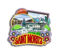 Dwutahcy Calamita da frigorifero in legno 3D per Saint Moritz Svizzera City Travel Souvenir adesivo per frigorifero decorazione casa cucina regali