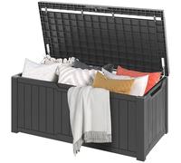 DWVO Contenitore per cuscini da giardino, per esterni, con molla a gas, impermeabile, 450 litri, 142,1 x 67,7 x 60 cm, grigio scuro