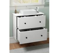 DWVO Mobile sottolavabo da bagno, 60 cm, sospeso, 2 cassetti, bianco | Scollo a U, 15 x 20 cm, per lavabo da appoggio, 60 x 30 x 50 cm, montaggio a parete, salvaspazio per bagni compatti e WC per