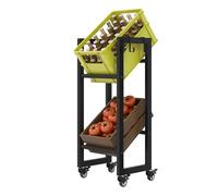 DWVO Scaffale per bibite 2 cassette con ruote, piedini regolabili, apriscatole in metallo con 2 livelli per birra, frutta, verdura, acqua, adatto per l'uso in cucina, sala da pranzo, garage