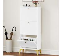 DWVO Scarpiera per corridoio, scarpiera con 3 cassetti, divisorio regolabile e rimovibile, scarpiera autoportante per corridoio, ingresso, soggiorno, bianco