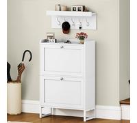 DWVO Scarpiera stretta con 2 alette, 25 x 60 x 95 cm, colore bianco, scarpiera con divisori regolabili e rimovibili, per 8 - 12 paia di scarpe, per corridoio, ingresso e soggiorno