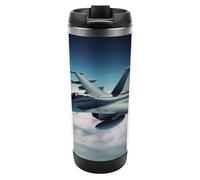 DWVSFJM Aircraft Fighter Jets Bicchiere isolato in acciaio inossidabile a doppia parete sottovuoto tazza da viaggio isolata tazza in metallo tazza di grande capacità Tazza da caffè riutilizzabile con