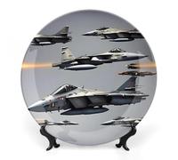 DWVSFJM Aircraft Fighter Jets Stampa Bone China Piatto Decorativo Con Espositore Piatto Decorativo In Ceramica Porcellana Rotondo Piatto Da Pranzo Artigianato Artigianato Per Decorazione Da Parete 8