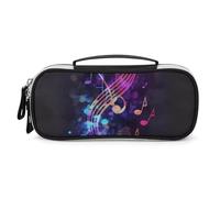 DWVSFJM Astuccio in pelle PU impermeabile borsa per trucco portatile con cerniera colorata Galaxy nota musicale matita sacchetto per forniture per ufficio borsa trucco