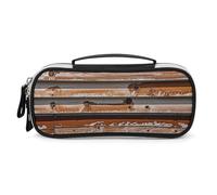 DWVSFJM Astuccio in pelle PU impermeabile borsa per trucco portatile con cerniera Consiglio di legno disposizione matita sacchetto per forniture per ufficio borsa trucco