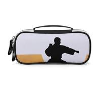 DWVSFJM Astuccio in pelle PU impermeabile borsa per trucco portatile con cerniera Karate Silhouette Pencil Pouch per forniture per ufficio borsa trucco