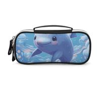 DWVSFJM Astuccio in pelle PU impermeabile portatile borsa per trucco con cerniera carino pesce matita sacchetto per forniture per ufficio borsa trucco