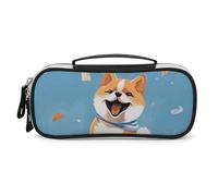 DWVSFJM Astuccio in pelle PU impermeabile portatile borsa per trucco con cerniera carino Shiba Inu Pencil Pouch per forniture per ufficio borsa per trucco