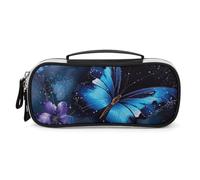 DWVSFJM Astuccio in pelle PU impermeabile portatile borsa per trucco con cerniera Galaxy blu farfalla matita sacchetto per forniture per ufficio borsa trucco