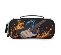 DWVSFJM Astuccio in pelle PU impermeabile portatile per trucco con cerniera chitarra elettrica custodia per matite per forniture per ufficio borsa per trucco