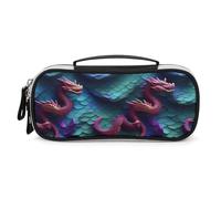 DWVSFJM Astuccio per matite in pelle PU Borsa per il trucco portatile impermeabile con cerniera 3D Magico Drago Scales Astuccio per forniture per ufficio Borsa per trucco