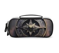 DWVSFJM Astuccio per matite in pelle PU Borsa per il trucco portatile impermeabile con cerniera Design magico rune norrene bussola astuccio per forniture per ufficio borsa per trucco