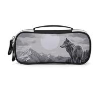 DWVSFJM Astuccio per matite in pelle PU Borsa per il trucco portatile impermeabile con cerniera Snow Mountain Lone Wolf Pencil Pouch per forniture per ufficio borsa per trucco