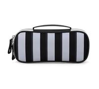 DWVSFJM Astuccio per matite in pelle PU Borsa per trucco portatile impermeabile con cerniera a righe nere e bianche astuccio per forniture per ufficio borsa per trucco